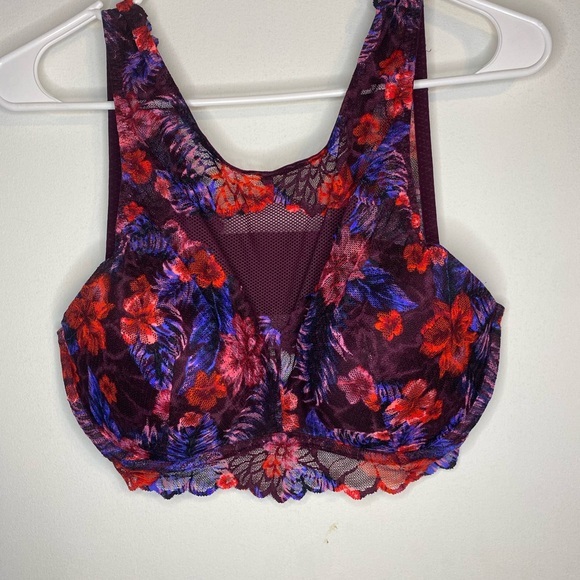 Floral Lace Bralette - Red and Purple - Picture 1 of 9